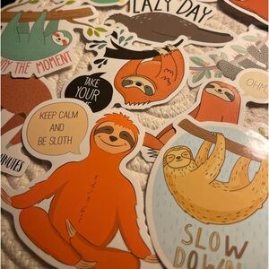 12 Premium Vinyl Waterproof Stickers -LAZY DAY SLOTH